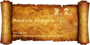 Mandics Klaudia névjegykártya